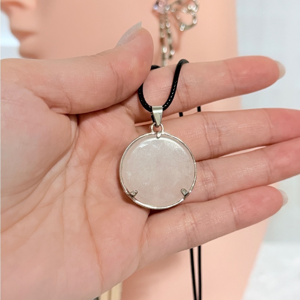 Silver Pink Tree Off Life Pendant Necklace. - Picture 3 of 5